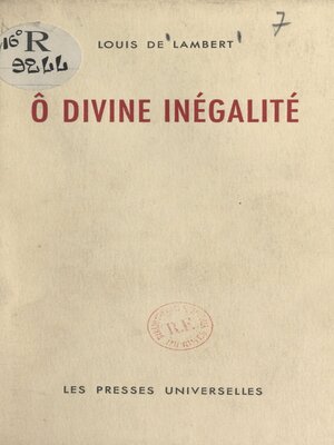 cover image of Ô divine inégalité